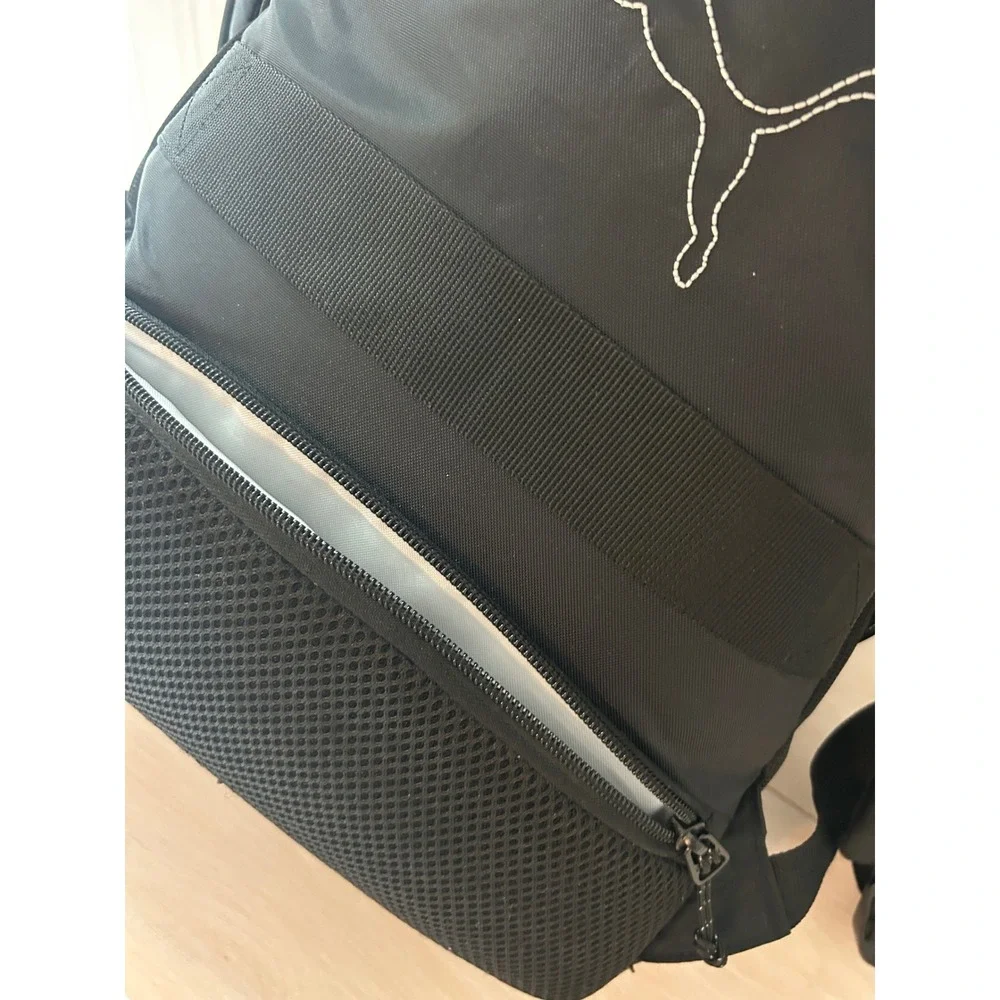 Puma Black Textured Sports Backpack Multi-Pocket Laptop Bag Mens
